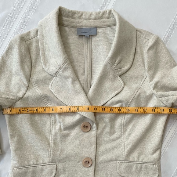 Classiques Entier 3/4 Sleeve Cream Jacket with Subtle Gold Sparkle, XL - Picture 7 of 8